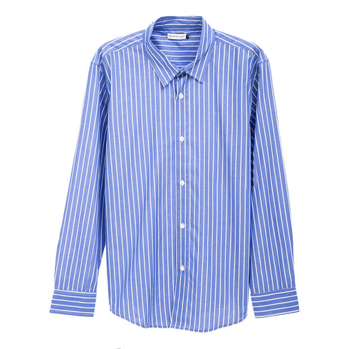 POP Trading Company Logo Striped Shirt Blue POPSS24_03-004 Degli Uberti